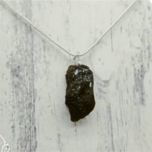 Sterling Silver and titanium genuine tektite moldavite meteorite boho necklace